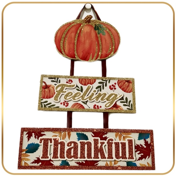 Wall Decor Other - Feeling Thankful - Pumpkin Door Wall Decor Autumn Fall Halloween Decoration NEW